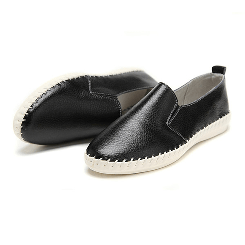 Women Spring Casual Flat Shoes Slip on Loafers Soft Bottom Leather Flat Shoes