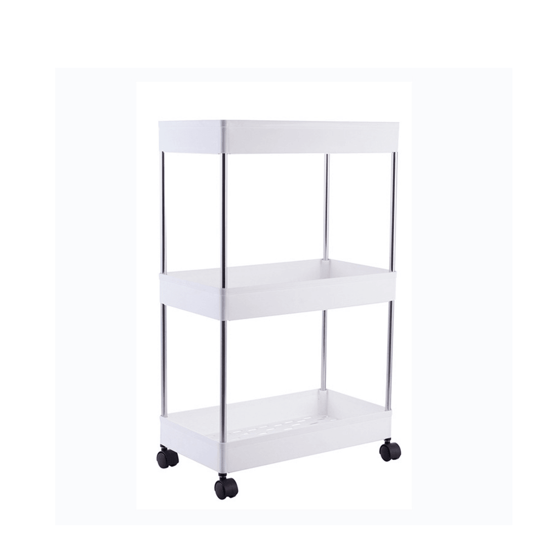 3/4 Tier Organizer Trolley Cart Utility Rolling Storage Rack Holders Saver Hooks