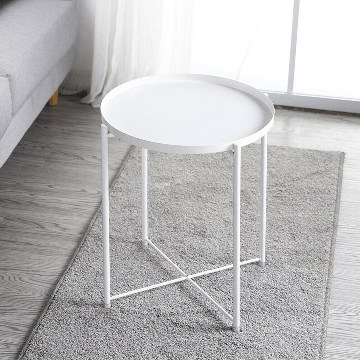 Iron Art round Side Tables Drawing Room Bedroom Indoor Outdoor Storage Portable Small Tea Table Home Office Supplies