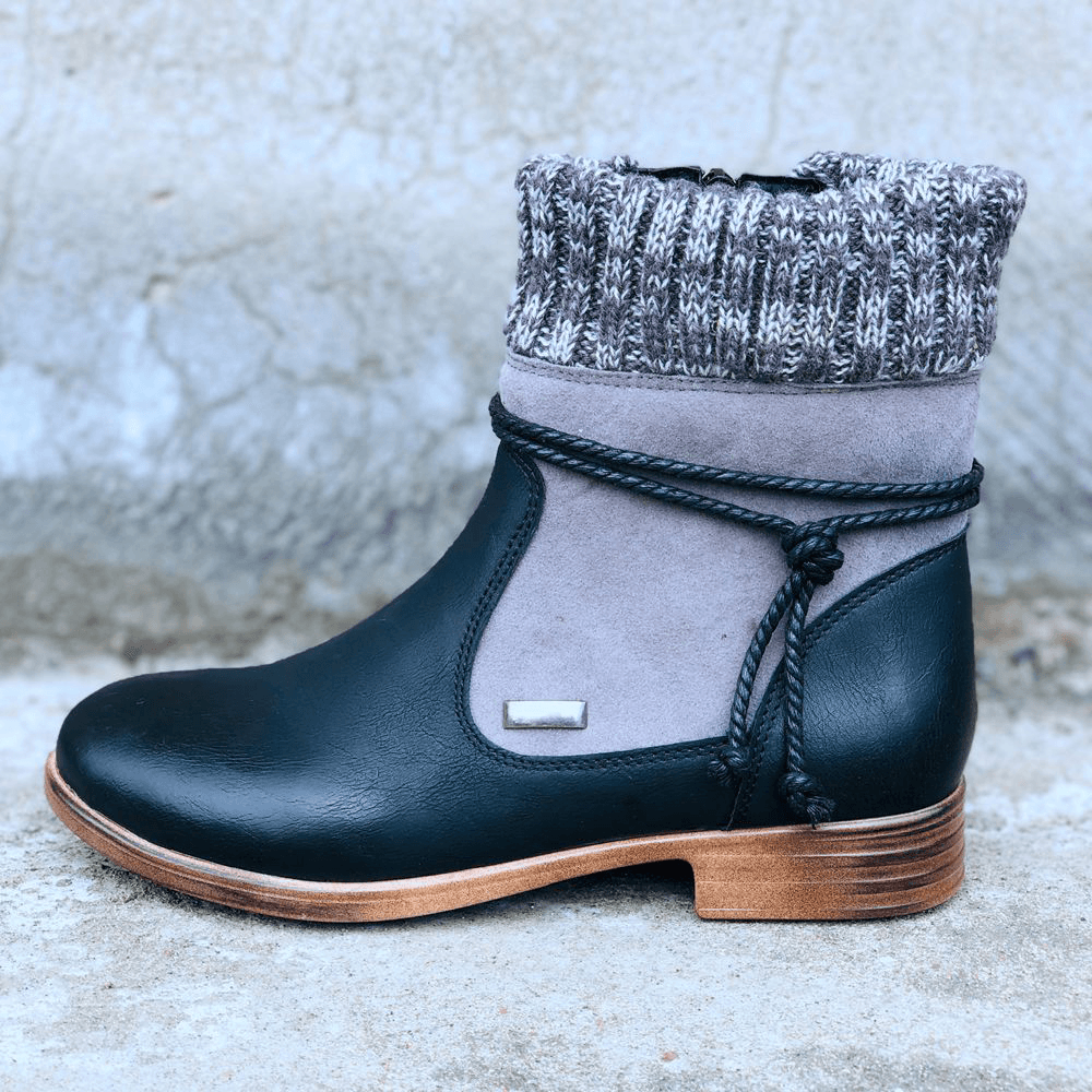 Large Size Women Retro Warm Daily Winter Sock Splicing Boots - MRSLM