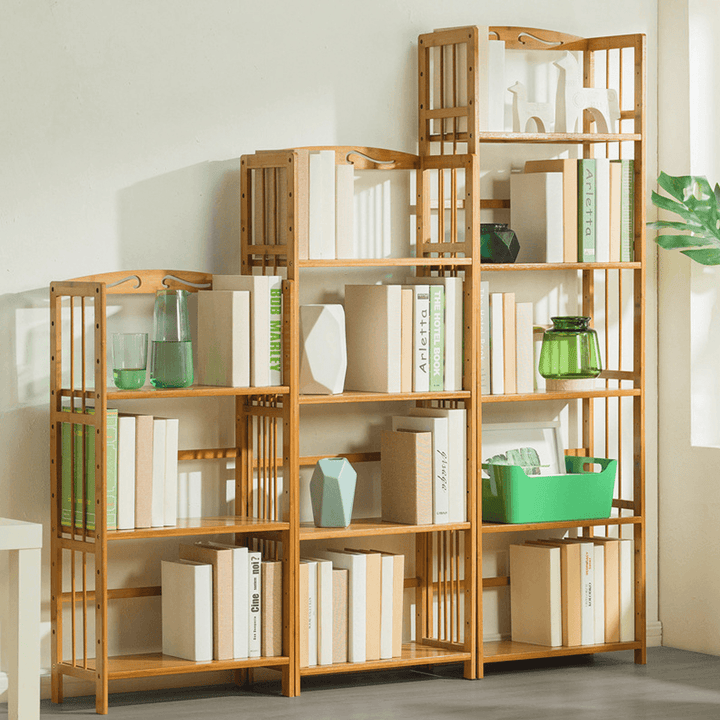 3 Layers 50/70Cm Wood Holder Bookshelf Space Saving Floor Bookcase for Creative Modern Small Home Decoration