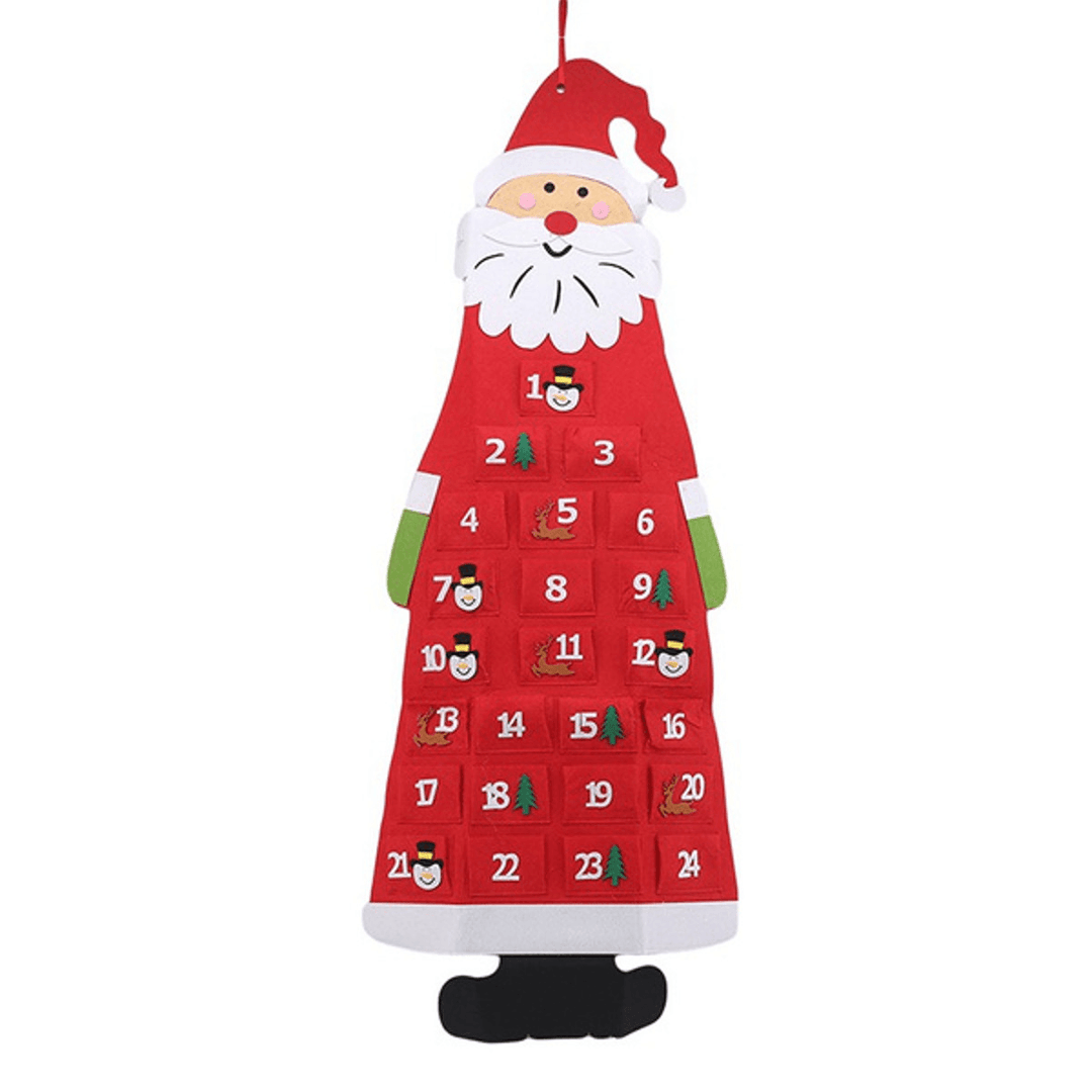 DIY Felt Christmas Advent Calendar Christmas Tree Countdown Calendar with Pockets New Year Hanging Ornaments - MRSLM