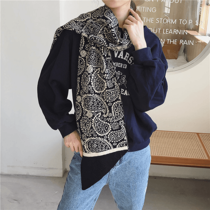 Cashew Flower Thickened Warmth Student Scarf