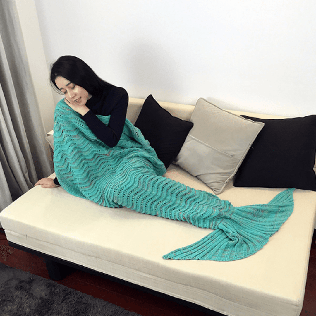 180Cm Super Soft Crocheted Mermaid Tail Blanket Knitting Kids&Adult Sofa Sleeping Bag