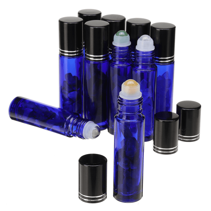 10Pcs Natural Crystals Glass Essential Oil Gemstone Roller Ball Chip inside Bottles