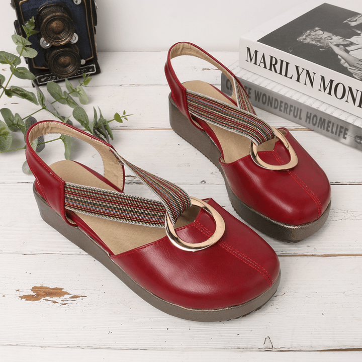 Women Casual Elastic Band Metal Hole Flats