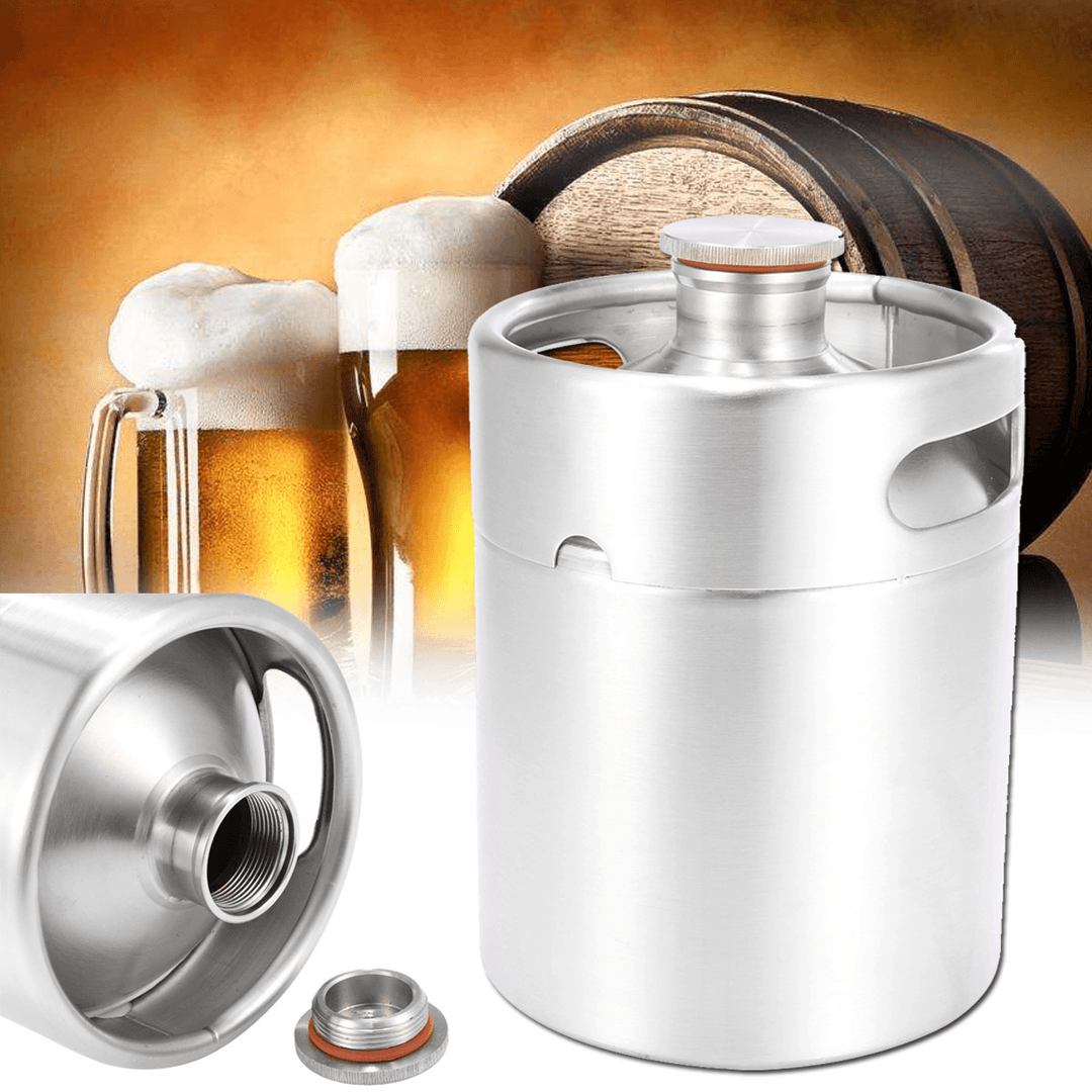 2L 68Oz Stainless Steel Bottle Mini Beer Growler Fresh Wine Keg Making Barrels