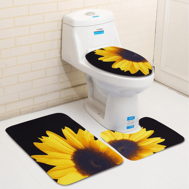 Shower Curtain Bathroom Mats Rugs Set Non-Slip Quickly Dry Soft Bath