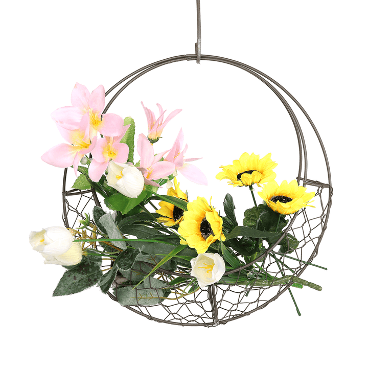 Flower Basket Wrought Iron Wreath Wire round Succulent Hanging Wall Home Decor