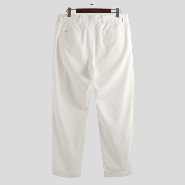 Mens Solid Color Cotton Comfortable Casual Pants