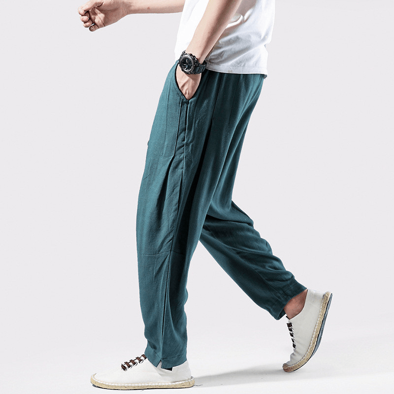 Linen Pants Chinese Style Casual Loose Large Size Harem Pants