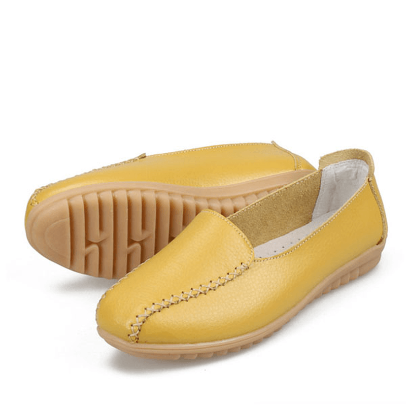 Women Loafers Shoes Casual Outdoor Slip on Leather Flats