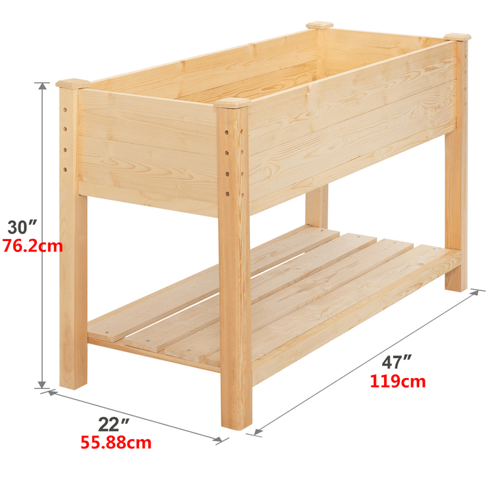 Kingso Raised Garden Bed 4FT Elevated Wooden Planter Boxes Kit Outdoor with Legs Garden Grow Box with Shelves for Vegetable Flower Patio