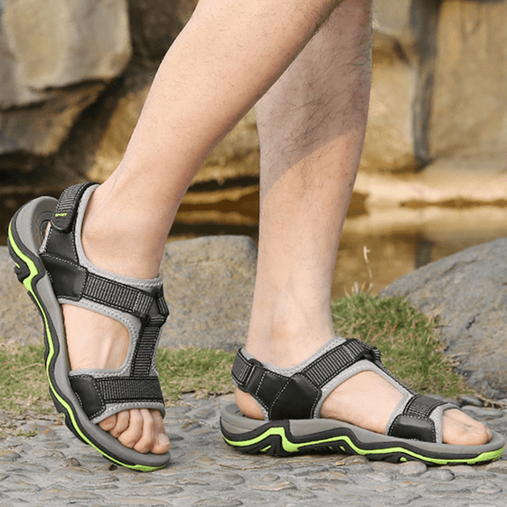 Men Open Toe Hook Loop Wear Resistance Outsole Breathable Sandals Shoes