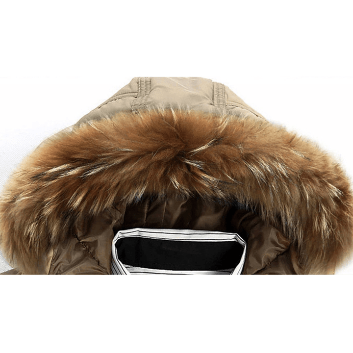 Mens Winter Thick Warm down Jacket Furry Hood Padded Parka