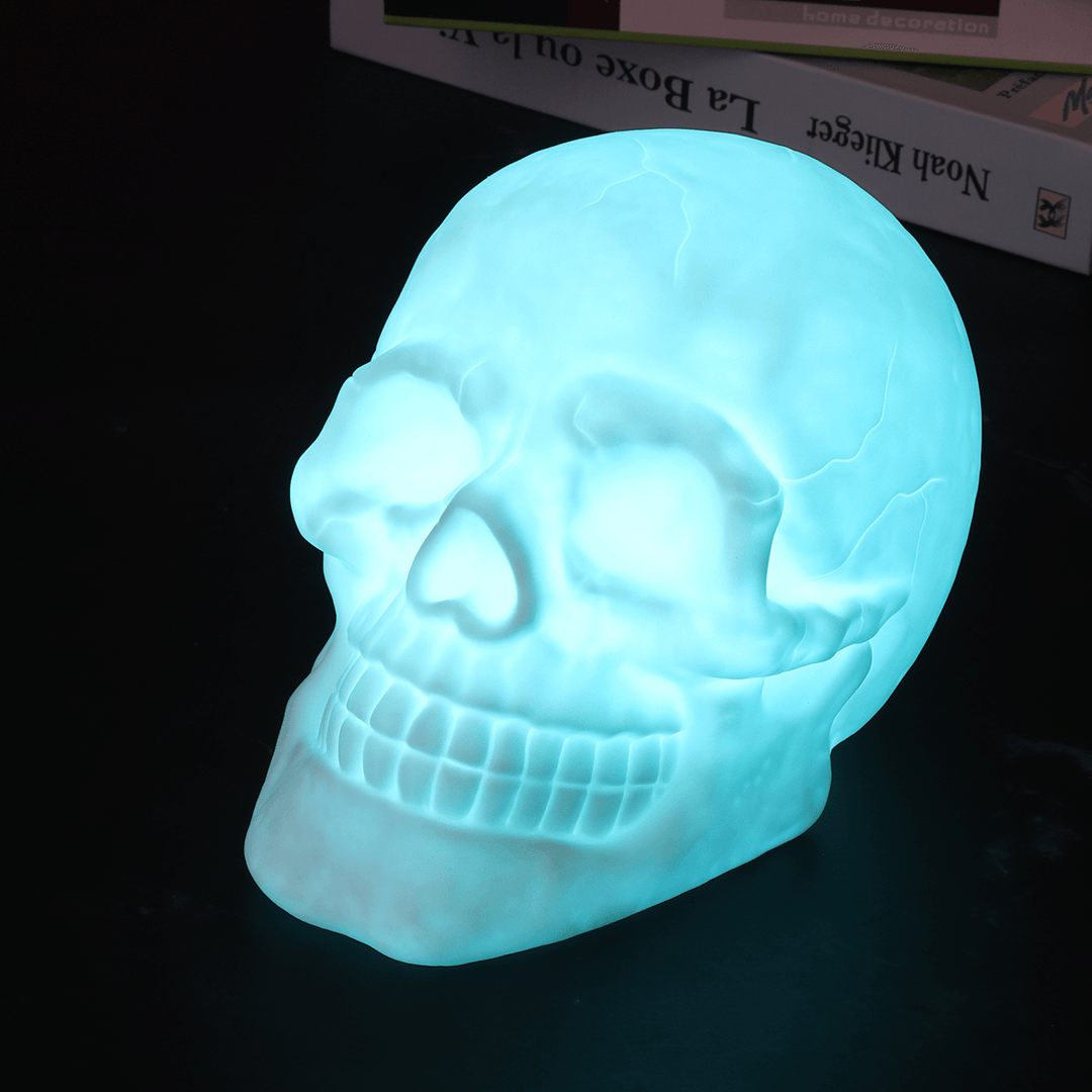 3D Colorful LED Skull Night Light Remote Control Stress Relief USB Rechargeable