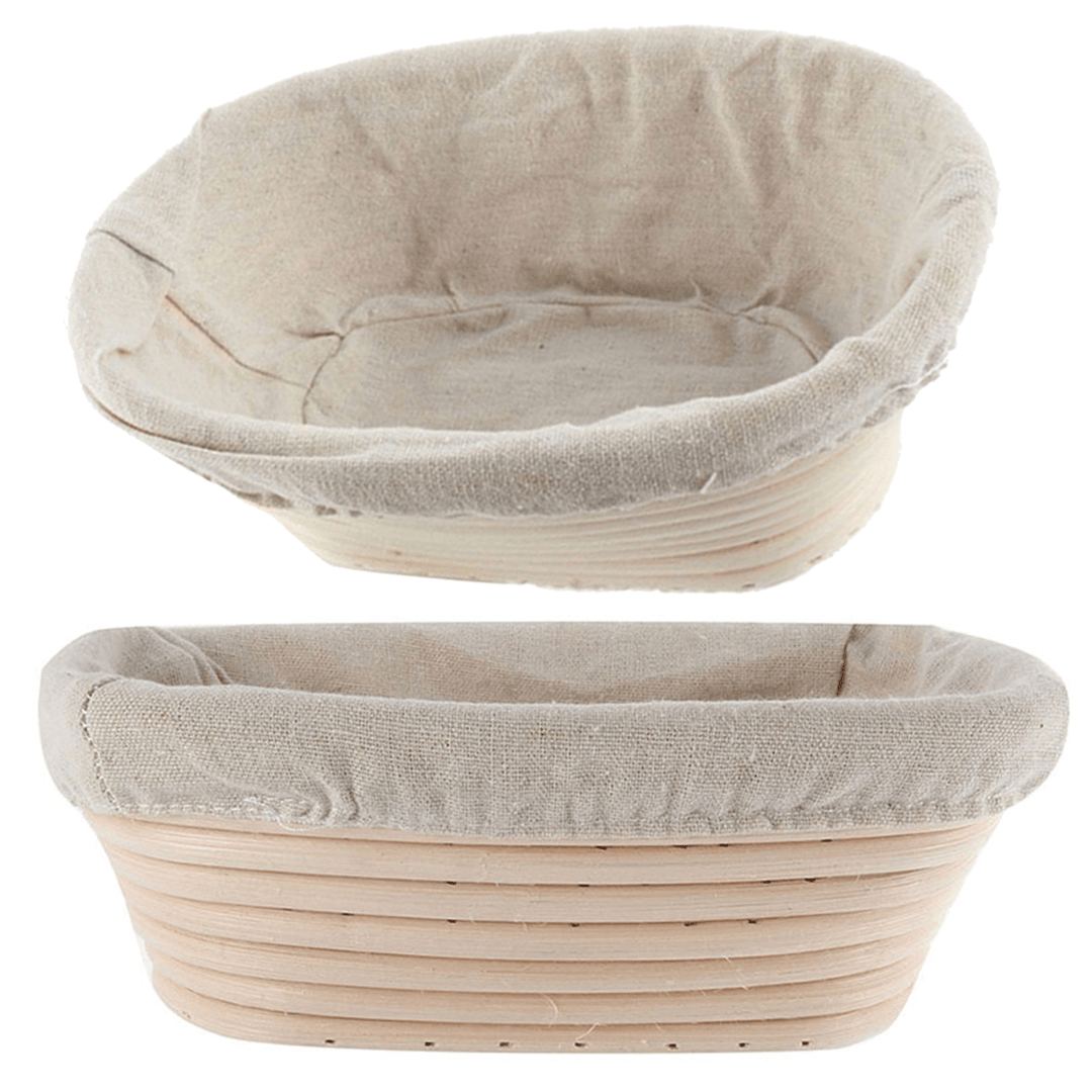 2PCS Rising Long Oval Bread Banneton Brotform Dough Proving Proofing Rattan Bask Storage Baskets