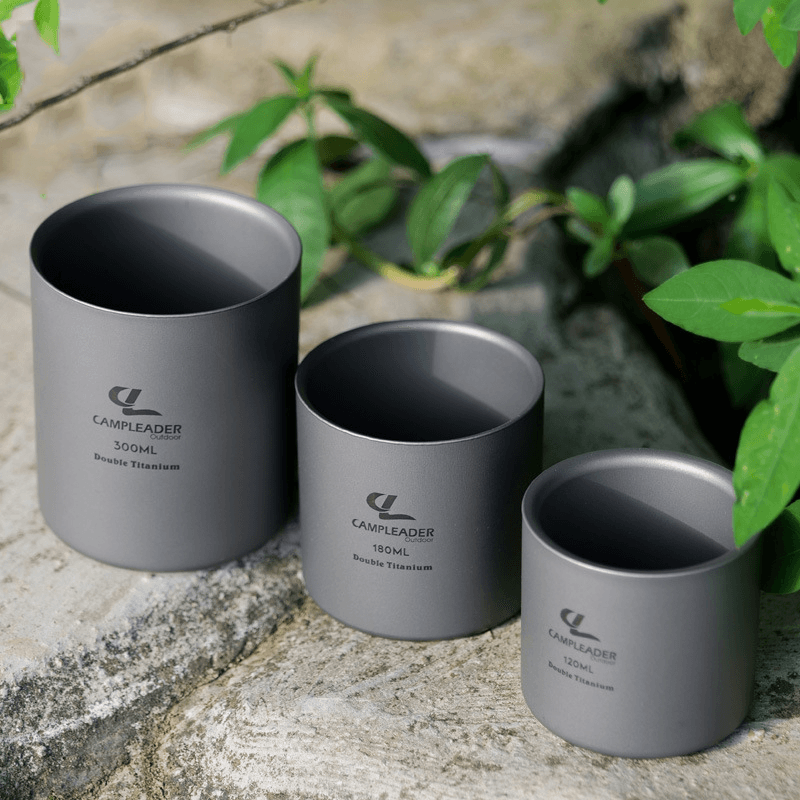 Campleader 3 Pcs Titanium Cup Set 120/180/300Ml Ultralight Bowl Water Mug Camping Picnic BBQ Tableware Set