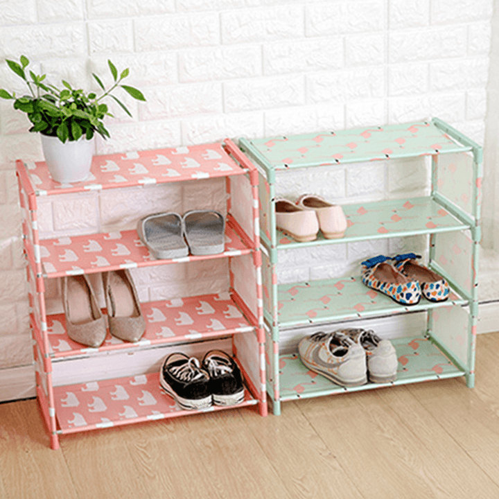 4 Layer Home Shoe Stand Wall Bench Rack Shelf Storage Baskets Closet Organizer Cabinet