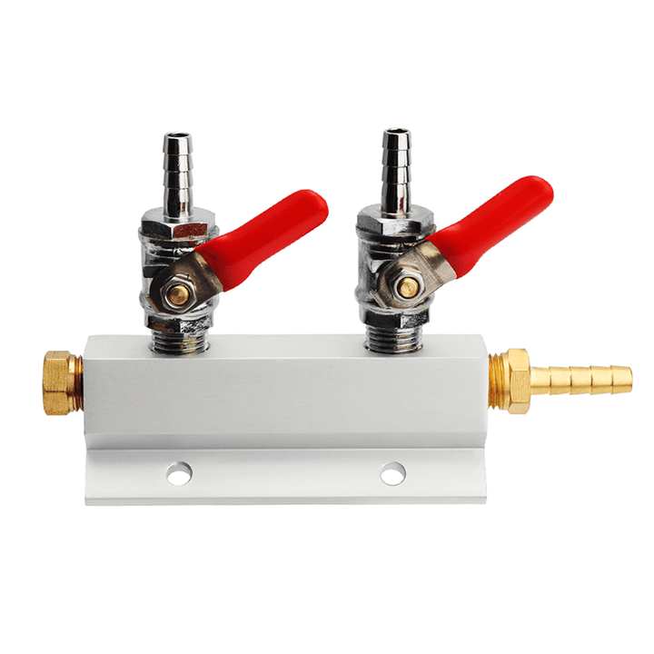 2 Way CO2 Gas Distribution Block Manifold with 7Mm Hose Barbs Home Brewing Draft Beer Dispense Keg Wine Making