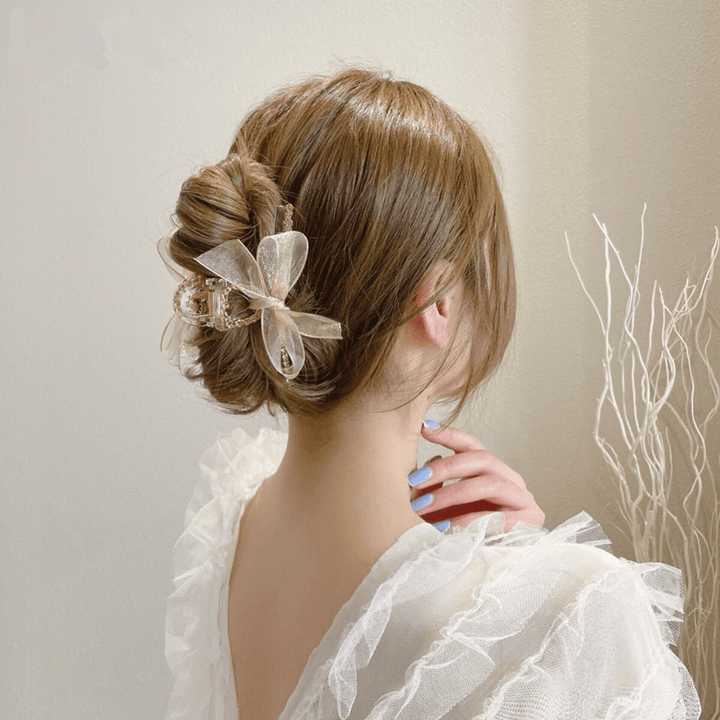 Premium Net Yarn Bow Hairpin Female Small Group Hair