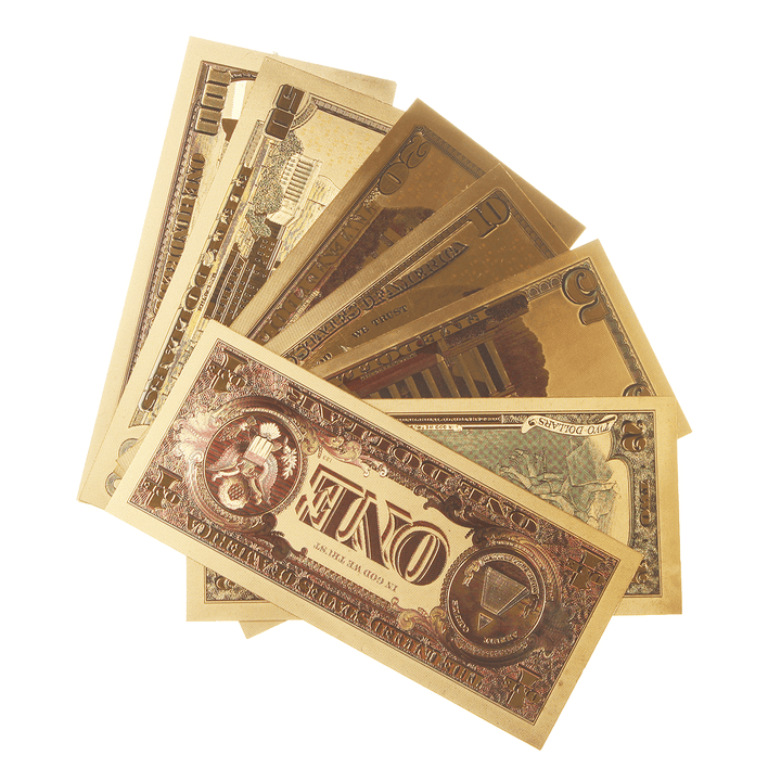 1 Set USD Dollar Gold Foil Golden Paper Money Currency Coin Collection Commemorative Banknote Craft