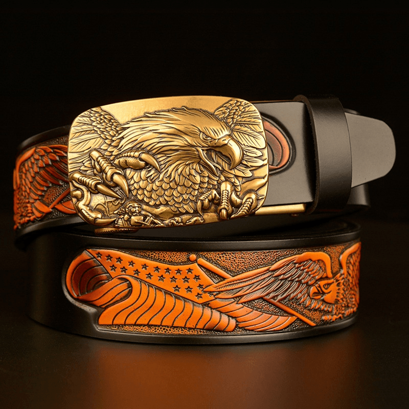 Fashion Temperament Eagle Head Automatic Buckle Men'S Belt