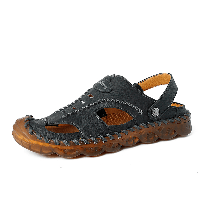 Men Microfiber Leather Waterproof Two-Ways Breathable Toe Protected Casual Sandals