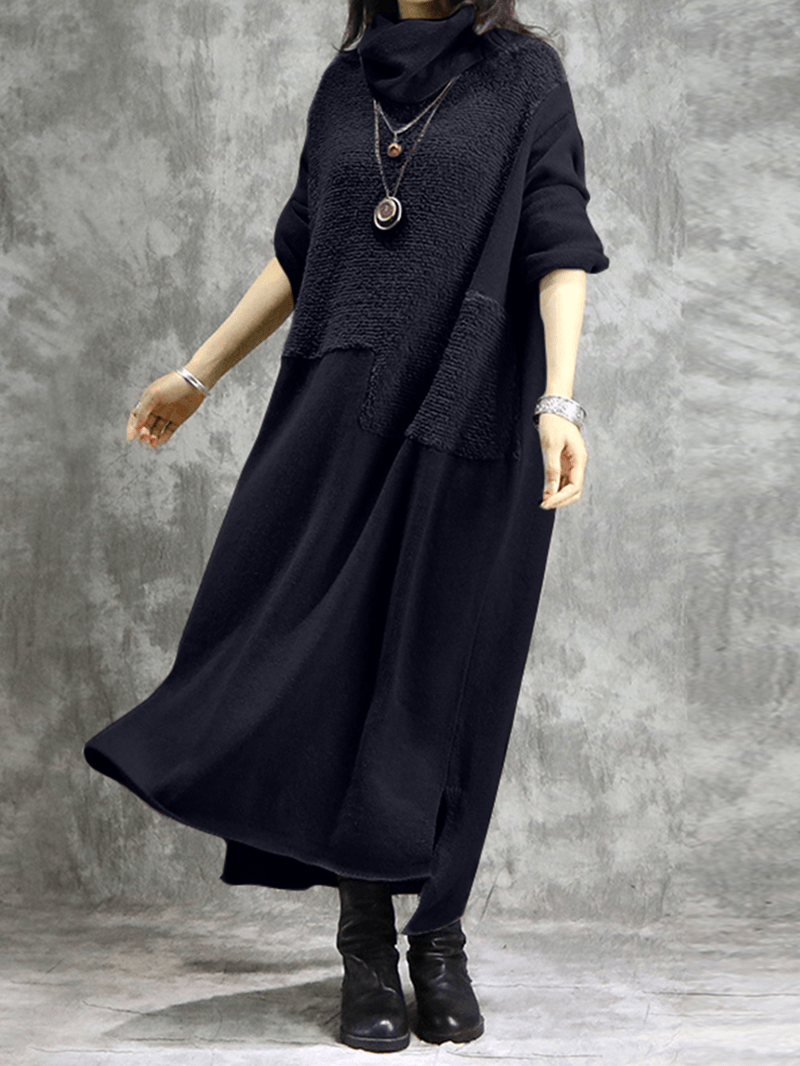 Women Casual Solid Color Long Sleeve Maxi Dress - MRSLM