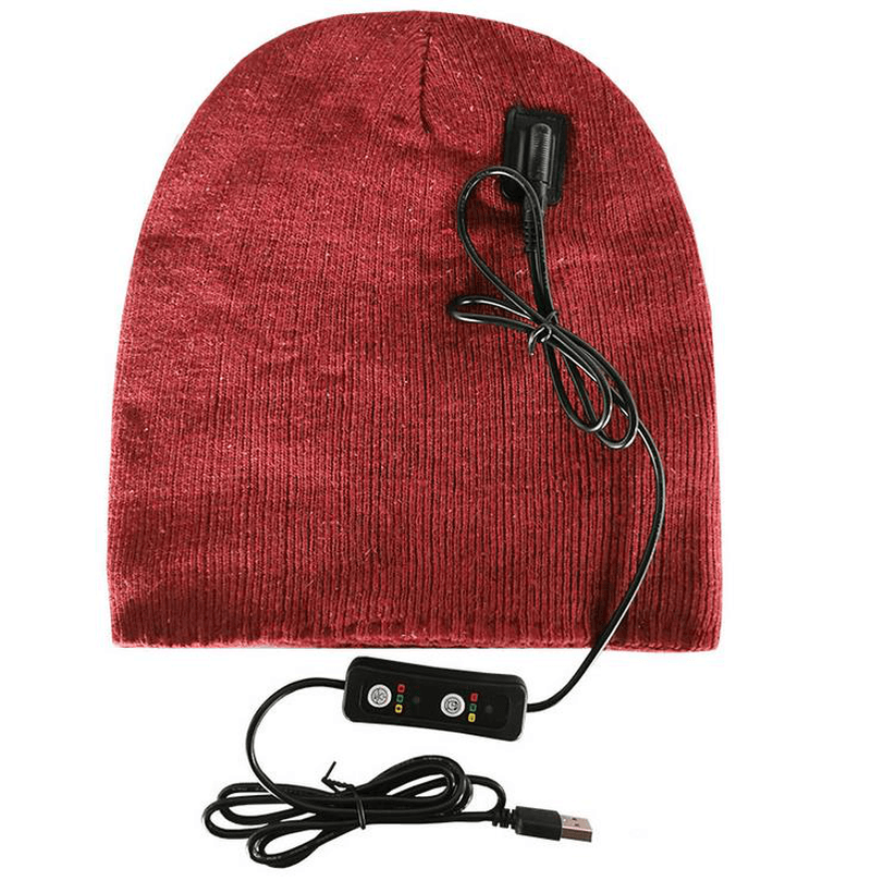 USB Rechargeable Heated Hat Electric Heated Knitting 3 Temperature Control Intelligent Warm Cap for Winter Outdoor