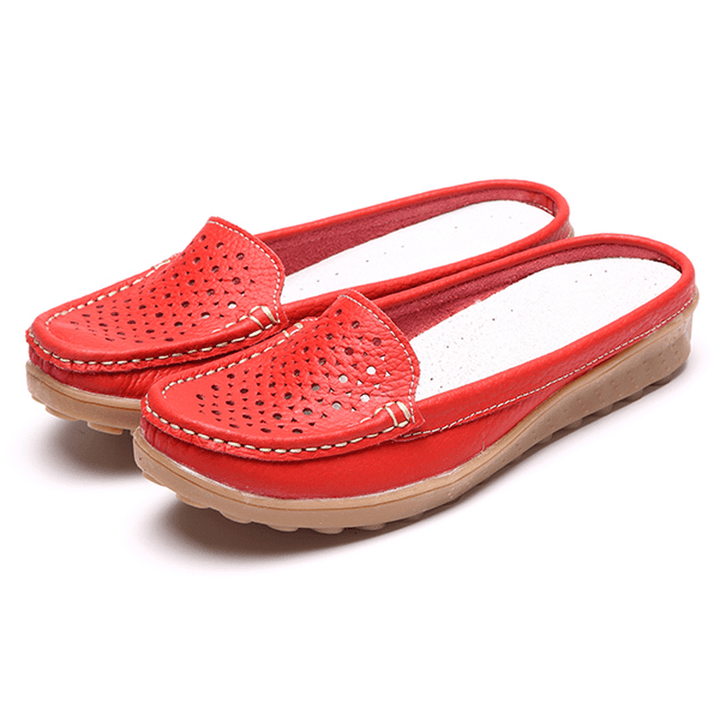 Soft Hollow Out round Toe Penny Loafers