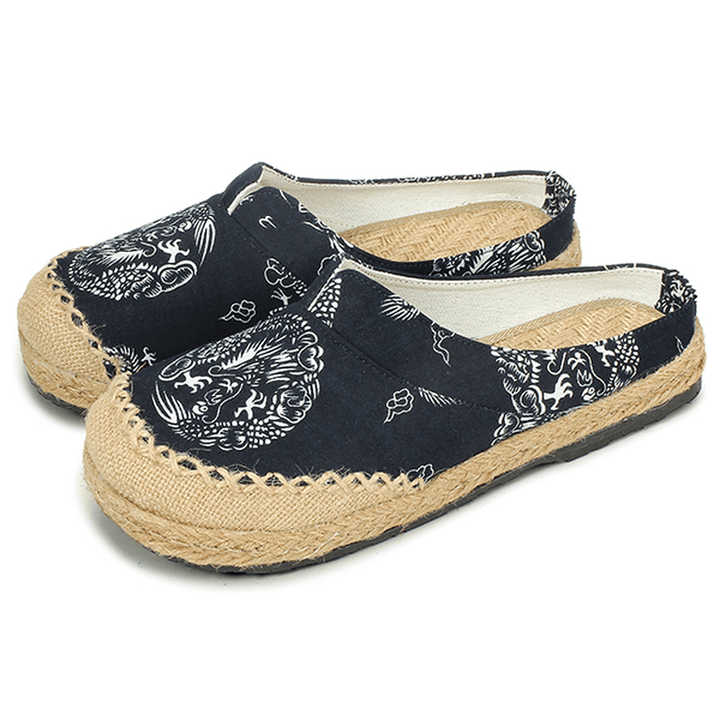 Women Casual Cotton Flax Outdoor Comfortable round Toe Flat Loafer Shoes