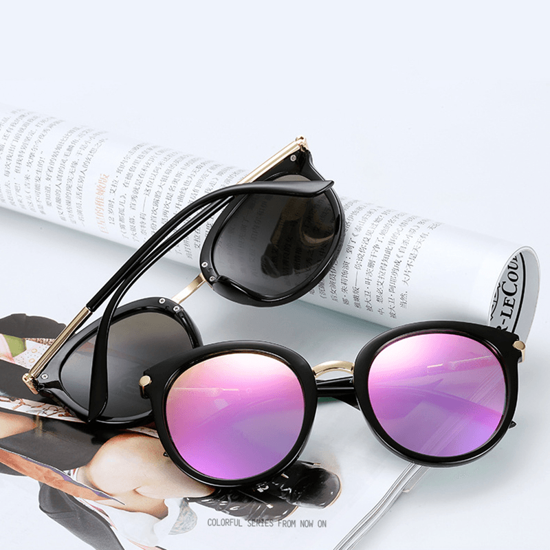 Woman Metal Frame Anti-Uv Outdoor Glasses High Definition Sunglasses