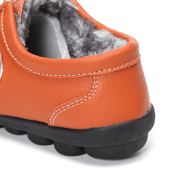 Artificial Fur Lining Winter Snow Hook & Loop Flat Shoes