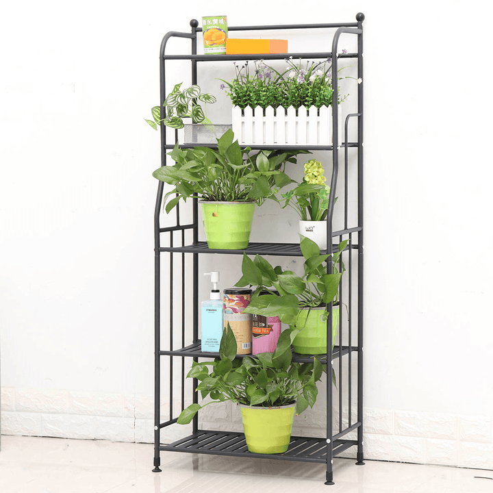 SUOERNUO Flower Shelf Wrought Iron Storage Indoor Multilayer Floor-Standing Space Saving