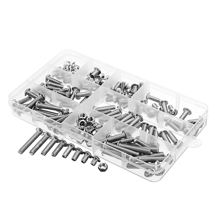 Suleve‚Ñ¢ M5SH2 150Pcs M5 Stainless Steel 6-30Mm Hex Socket Button Head Screw Allen Bolt Assortment Kit