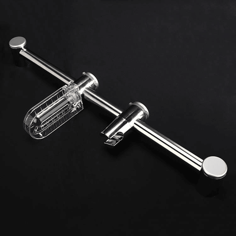 Aluminium Shower Head Riser Slide Rail Adjustable Brackets with Soap Dish