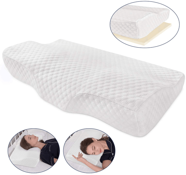 Memory Foam Orthopedic Pillow for Neck and Shoulder Pain Butterfly Shaped Pillow with Extra Foam Layer