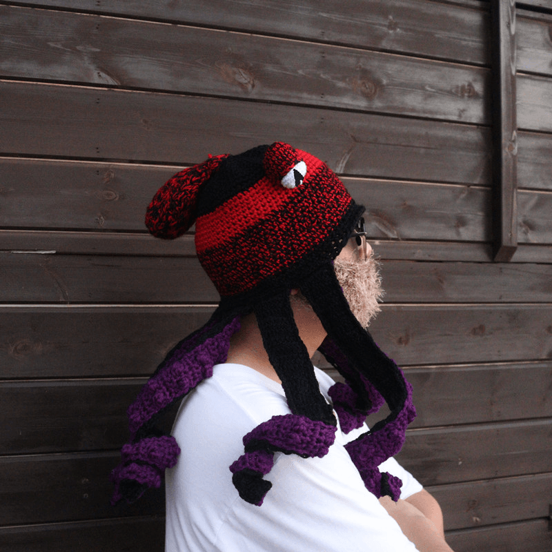 Octopus Hat Octopus Knitted Wool Hat plus Beard