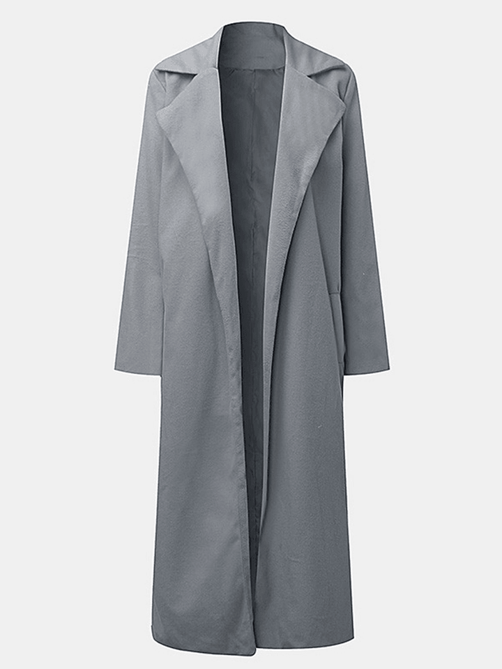 Solid Color Pocket Long Coat