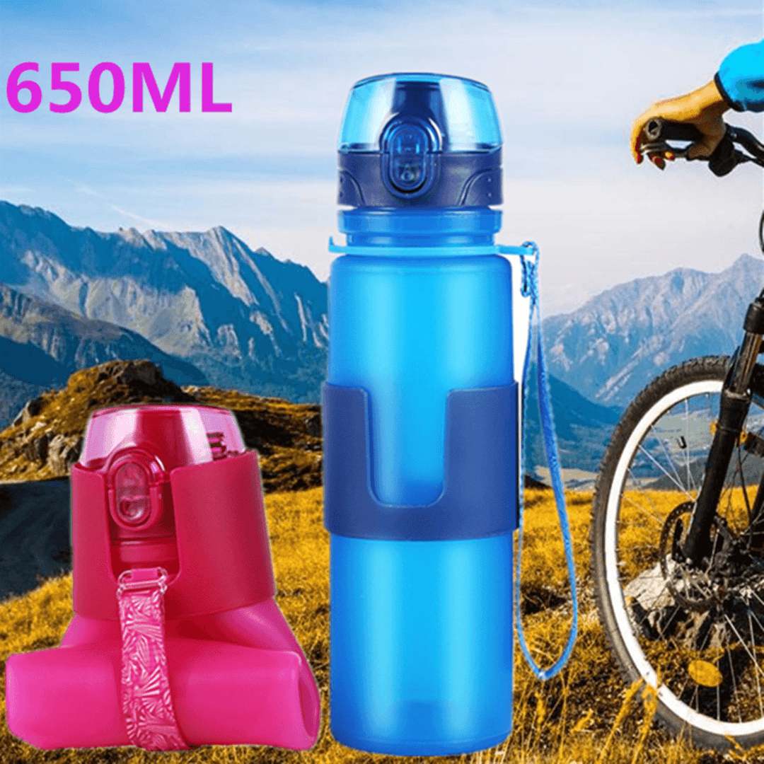 650Ml Silicone Collapsible Sports Water Bottle Folding Drink Water Fitness Riding Running Kettle