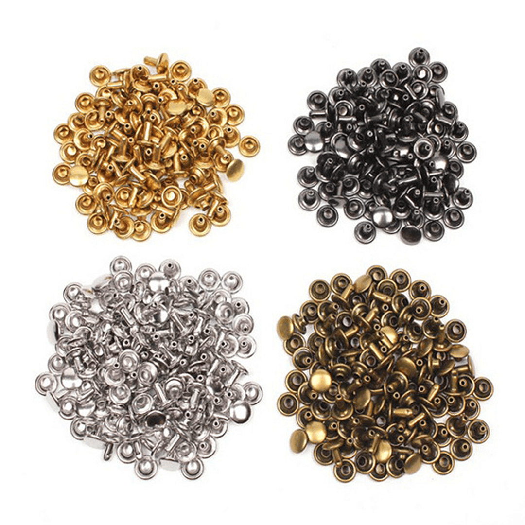 480 Pcs/Lot DIY Leather Craft Snap Fasteners Buttons Copper Antique Brass Double Cap Sewing Rivet Punk Bag