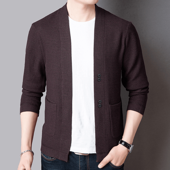 Pure Color Sweater Jacket Men'S Autumn Thin Section