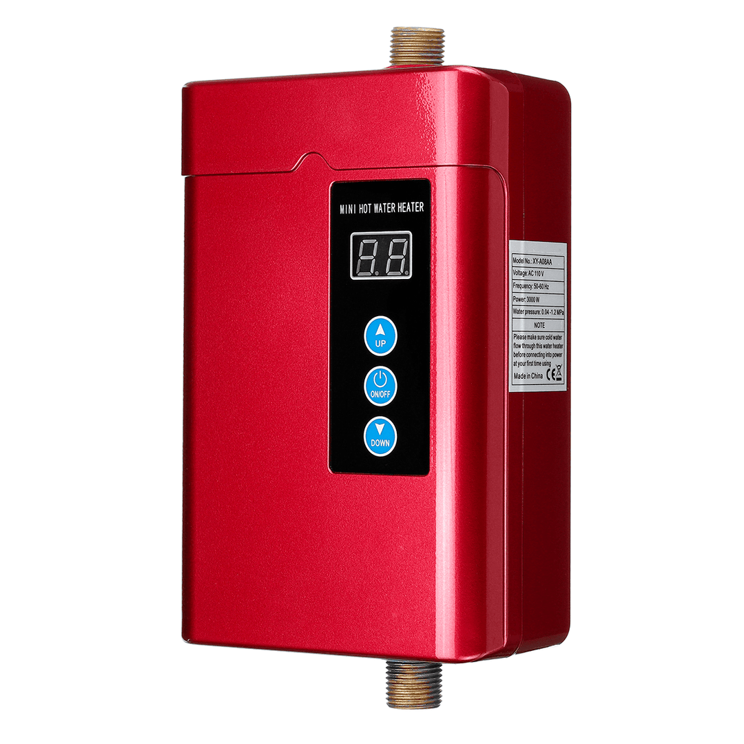 4000W LCD Mini Electric Tankless Hot Water Heater Instant Heating for Bathroom Kitchen Washing