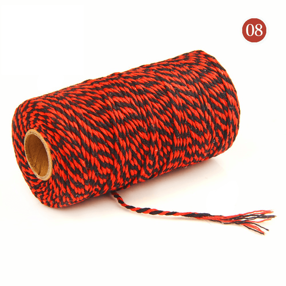 2Mm 100M Two-Tone Cotton Rope DIY Handcraft Materials Cotton Twisted Rope Gift Decor Rope Brush