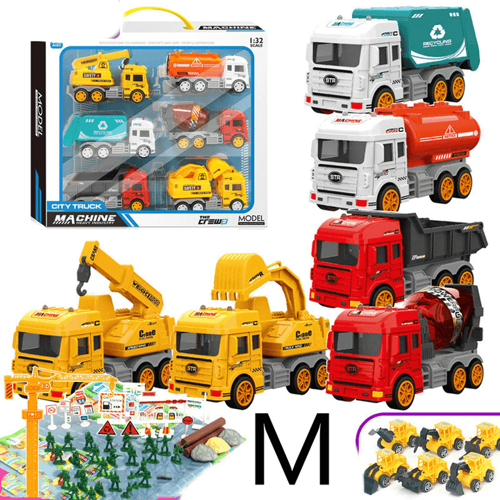 Children'S Car Toy Inertial Crane Excavator Truck Fire Truck Set