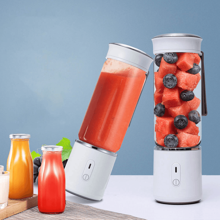 AUGIENB 500ML Electric Glass Juicer Cup Fruit Extractor Machines Personal Portable Blender Maker Shakes Ice Blender Mixer Juicer 6 Blade USB Rechargeable 20S Fast Stirring Camping Travel