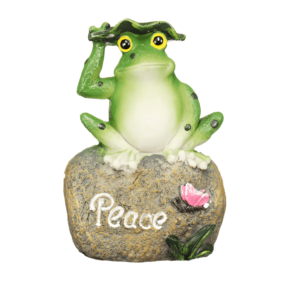 1PC Peace Hope Enjoy Frogs Fairy Garden Statues Art Figurines Outdoor Patio Ornament