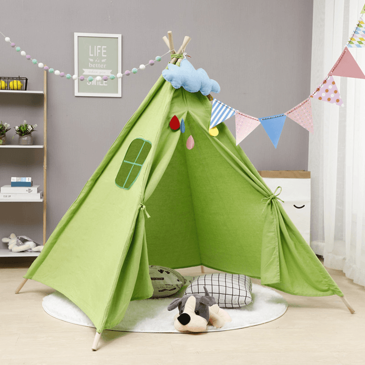 Large Teepee Tent Kids Cotton Canvas Pretend Play House Entertainment for Boy Girls Children'S Gifts