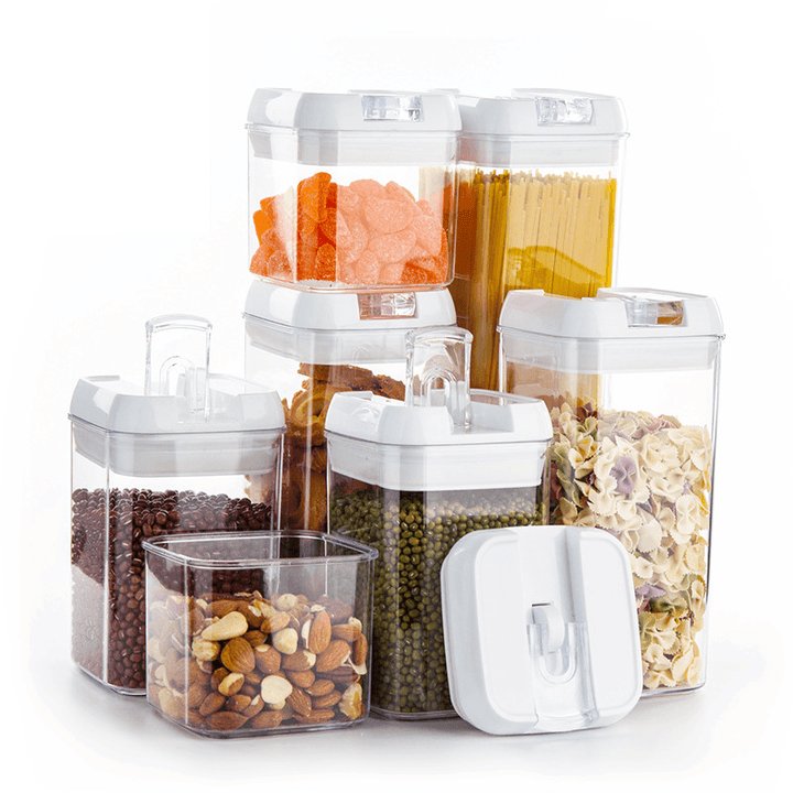 4Pcs Air-Tight Food Storage Container Cereals Easy Lock Sealed Jar Plastic Transparent Milk Powder Grains Candy for Kitchen Organizer